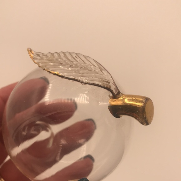 C.Z. Lavorazione in Oro Zecchino 1000 Murano Italy Clear Glass w/24k Gold Apple - Picture 8 of 9